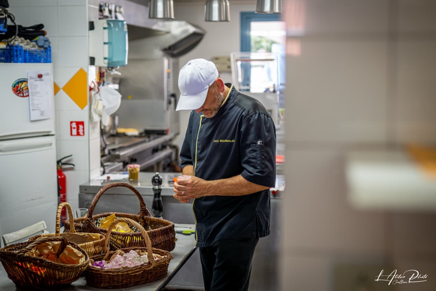 Chef David Bourmaud in the kitchen