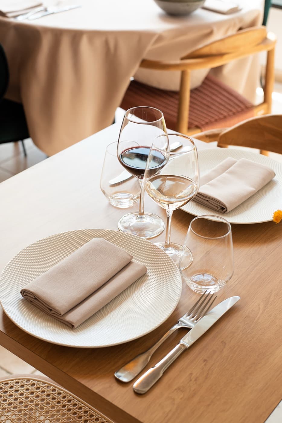 A table set at the restaurant